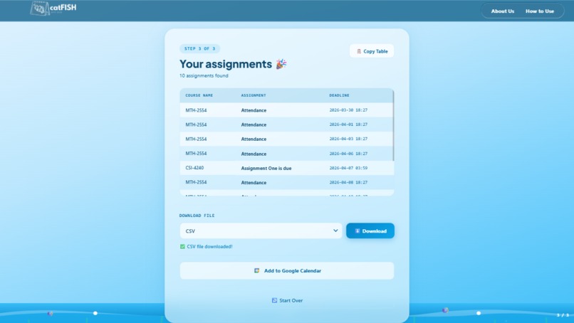 catFish: A Moodle Assignments Exporter – screenshot 3