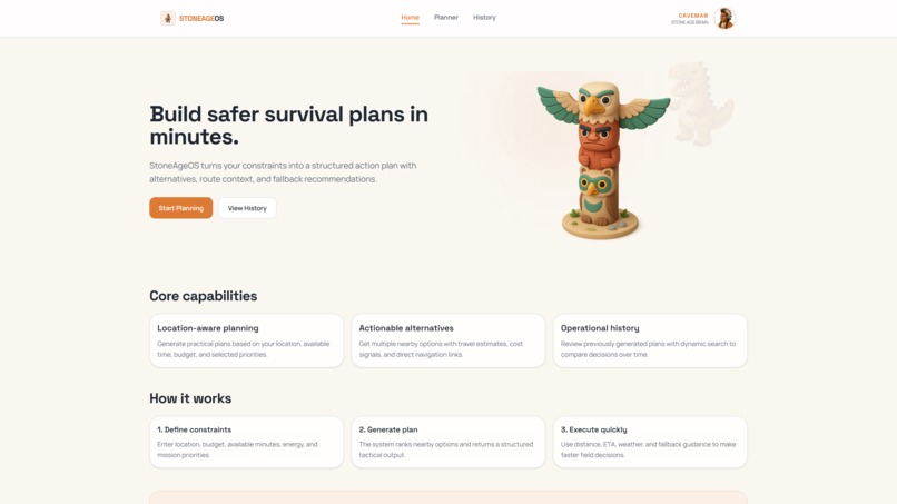 StoneAgeOS: AI Survival Route Planner – screenshot 1