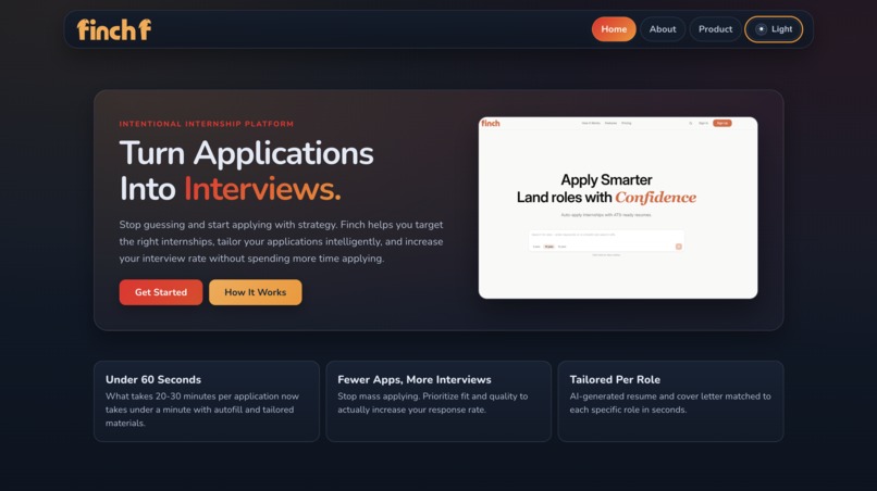 Finch Startup Website – screenshot 2