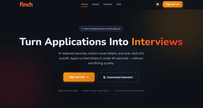 AggieX — Startup Challenge, Finch – screenshot 1