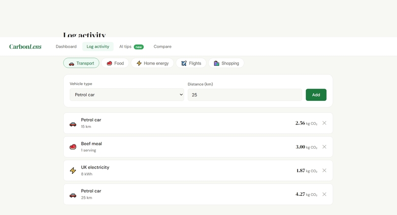 CarbonLens – screenshot 2