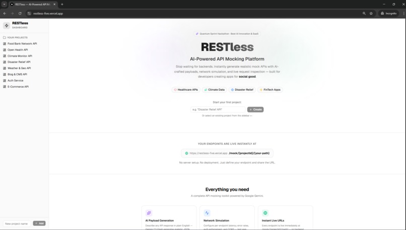 RESTless — AI-Powered API Mocking for Social Good – screenshot 1