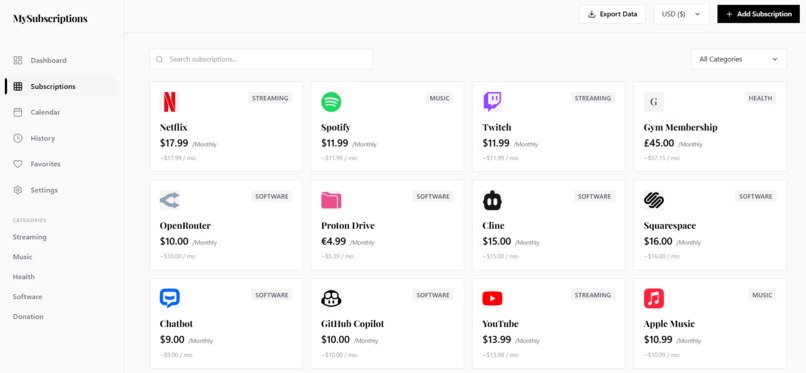 MySubscriptions – screenshot 7