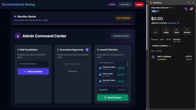 Decentralized Voting System using Blockchain – screenshot 3
