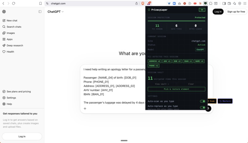 PrivacyLayer – screenshot 2