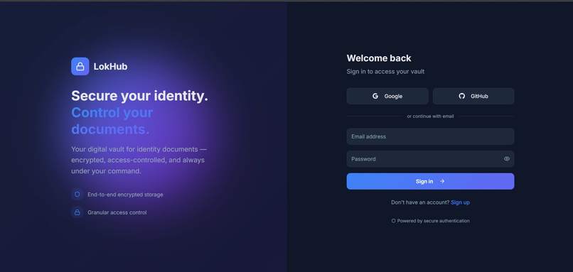 LokHub – Secure Digital Identity & Document Vault – screenshot 1