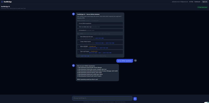 VaultBridge | AI ↔ GitHub via Auth0 Token Vault – screenshot 3
