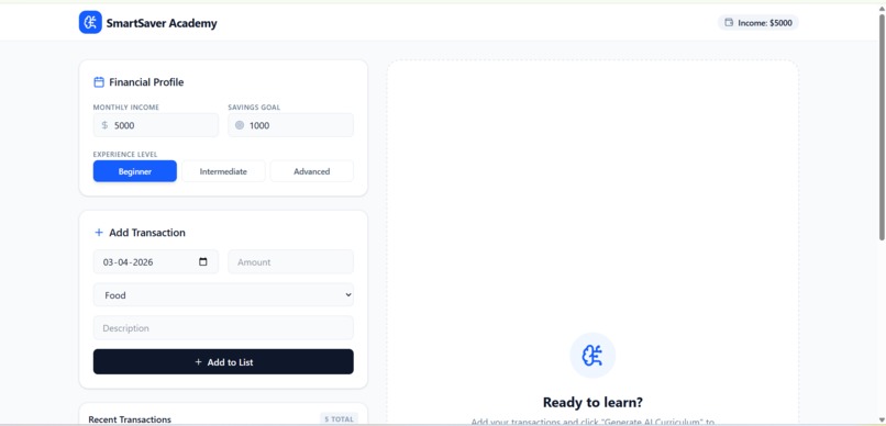 SmartSaver Academy – AI-Powered Financial Learning Assistant – screenshot 1