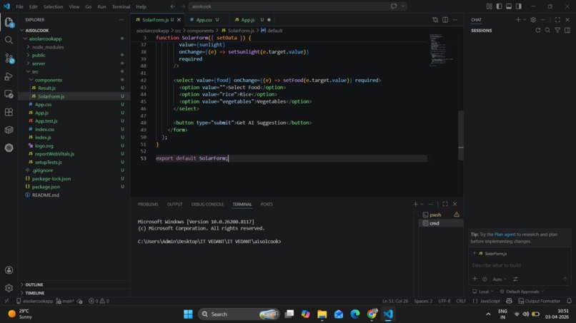aisolar cooker using html,css,js – screenshot 2