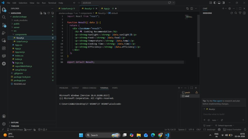 aisolar cooker using html,css,js – screenshot 3