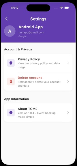 TOME – Event Booking & Vendor Management Platform – screenshot 4