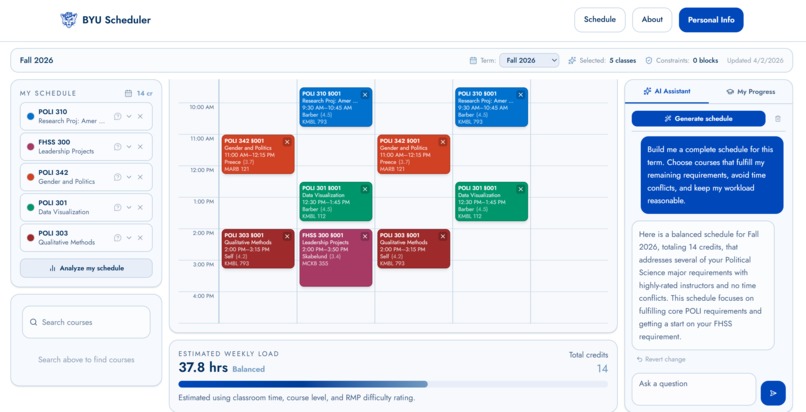 BYU Scheduler – screenshot 1