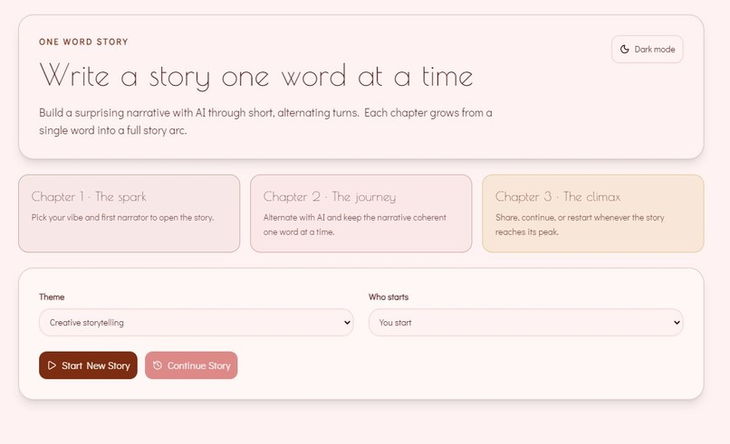One Word Story With AI – screenshot 1