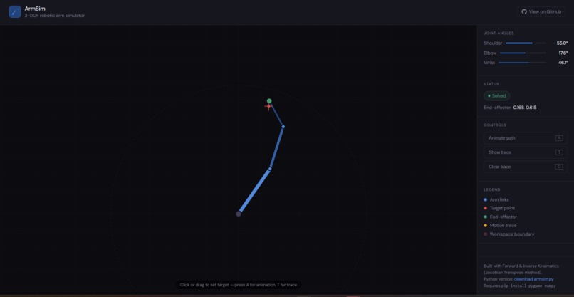 Interactive Robotic Arm Simulator – screenshot 1