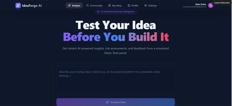 IdeaForge AI – Startup Idea Viability Analyzer – screenshot 2