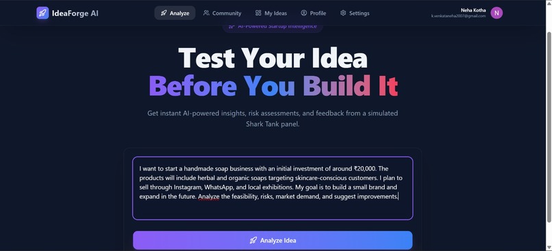 IdeaForge AI – Startup Idea Viability Analyzer – screenshot 6