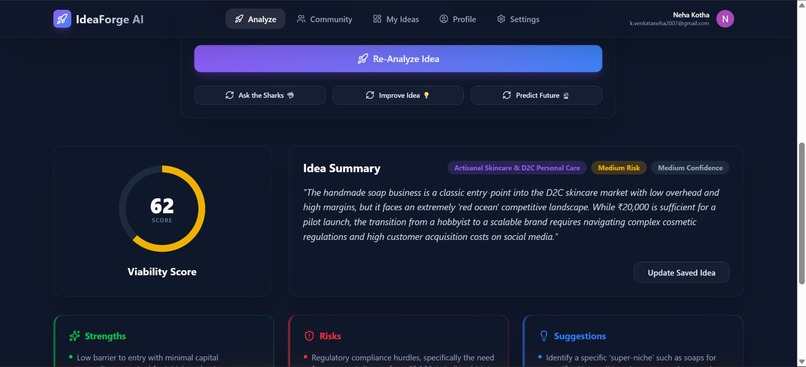 IdeaForge AI – Startup Idea Viability Analyzer – screenshot 8