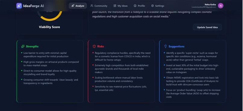 IdeaForge AI – Startup Idea Viability Analyzer – screenshot 9