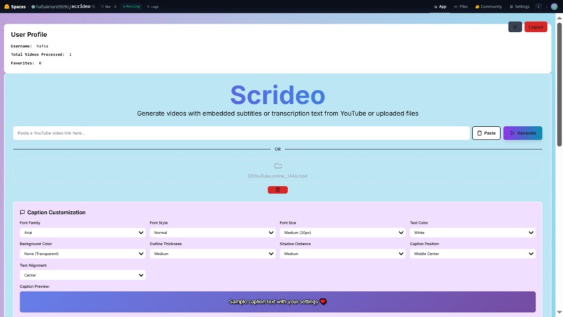 Scrideo – AI Captioning for Inclusive Access – screenshot 5