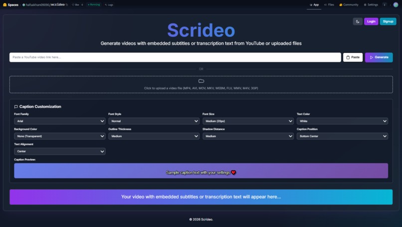 Scrideo – AI Captioning for Inclusive Access – screenshot 1