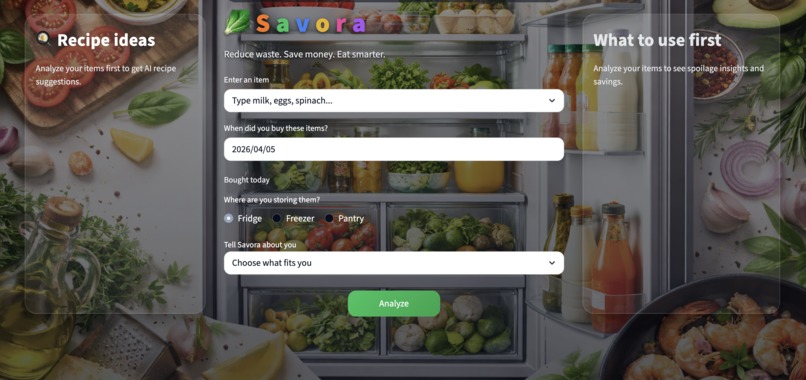 Savora - Eat Smart. Reduce waste. Save money. – screenshot 1