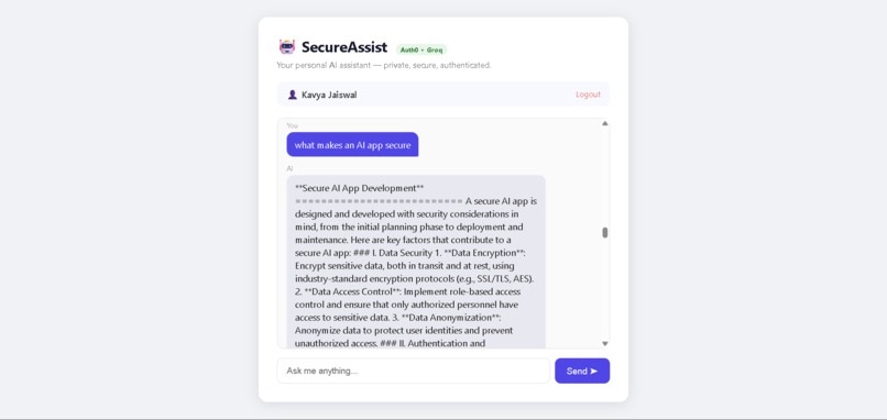 SecureAssist — AI Agent with Auth0 – screenshot 3