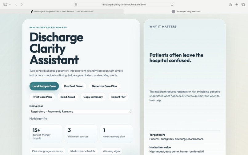 Discharge Clarity Assistant  – screenshot 1