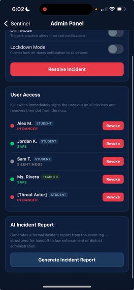 Sentinel - Campus Shooting Safety App – screenshot 1