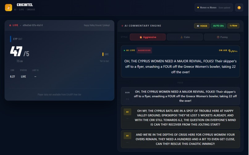 CRICINTEL – AI Cricket Engagement Platform – screenshot 1
