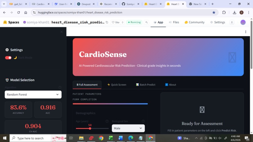 CardioSense – AI-Powered Heart Disease Risk Prediction – screenshot 1