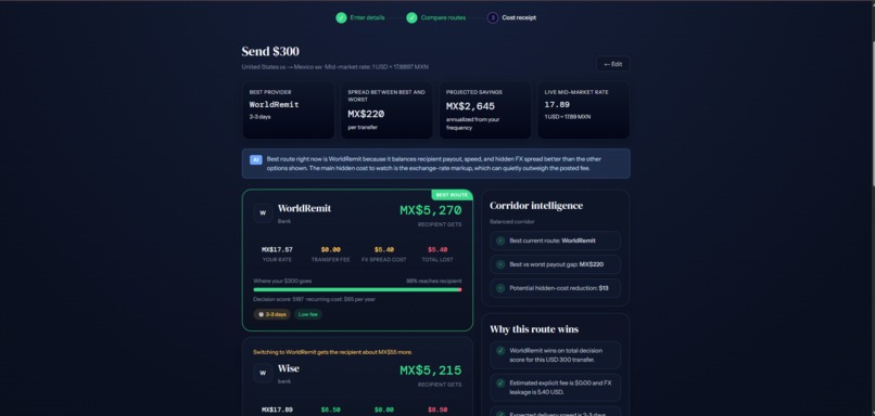 RemitRoute – screenshot 2