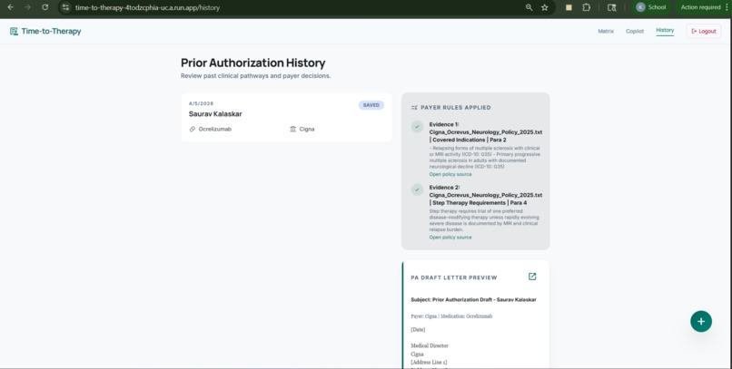 Time-to-Therapy Prior Authorization Copilot – screenshot 6