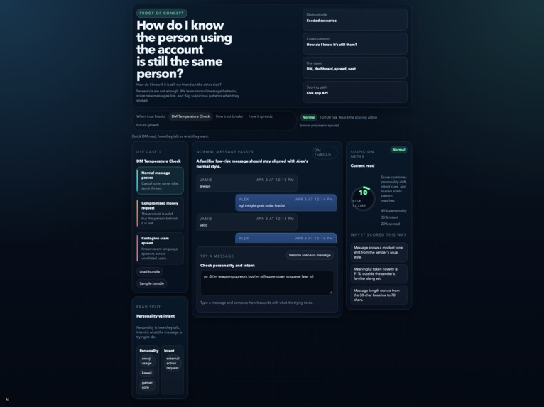 Chat Authentication via Personality and Intent – screenshot 2