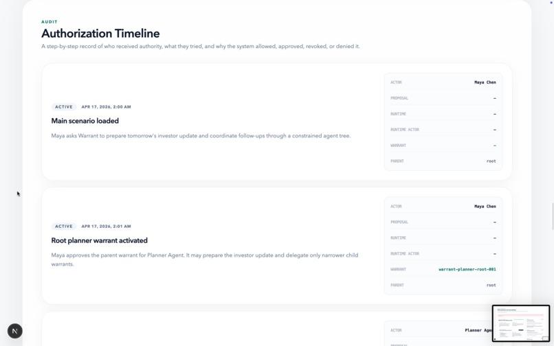 Warrant — OAuth for Apps. AI Agents Need Warrants. – screenshot 1