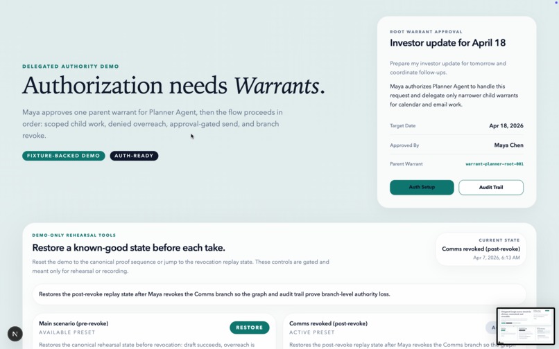 Warrant — OAuth for Apps. AI Agents Need Warrants. – screenshot 7