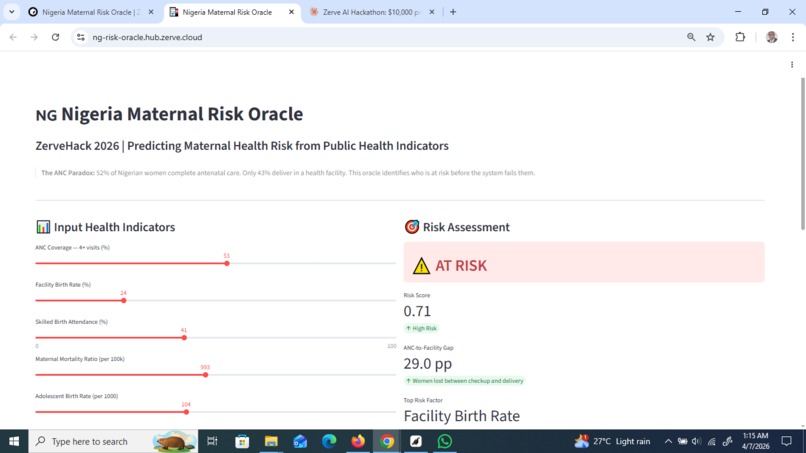 Nigeria Maternal Risk Oracle – screenshot 1