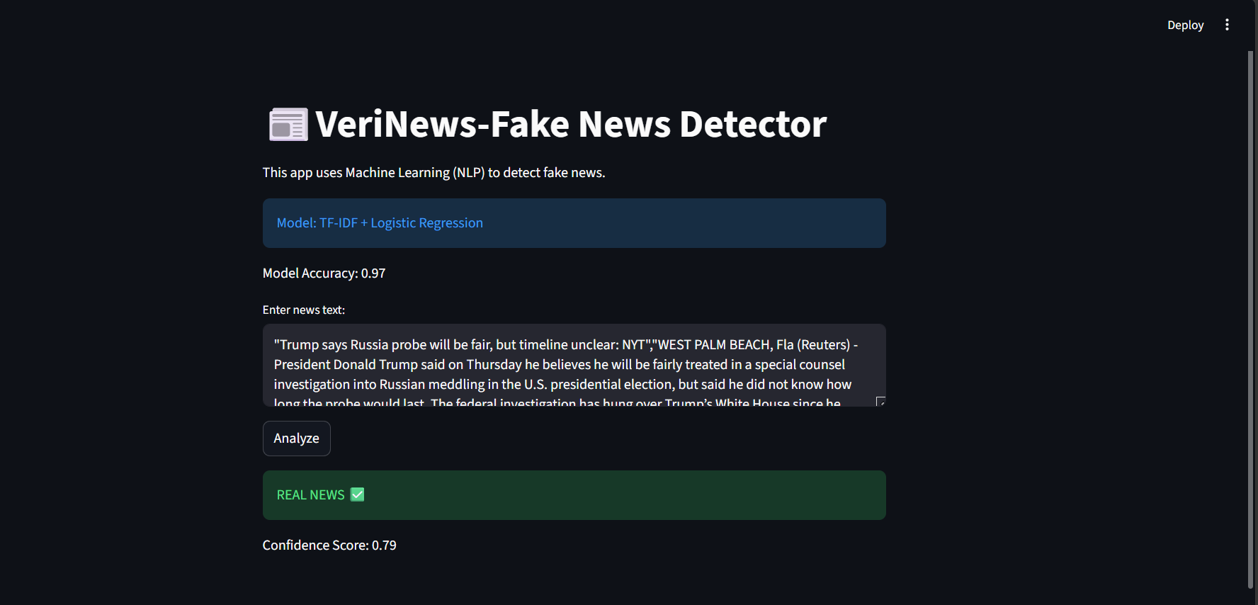 VeriNews: AI-Powered Fake News Detection System | Devpost