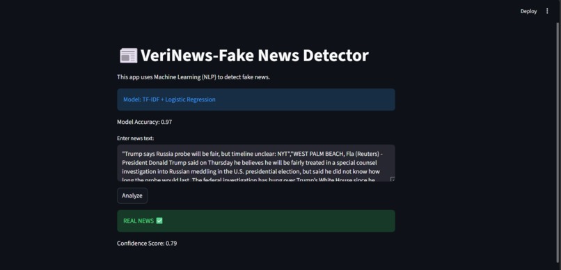 VeriNews: AI-Powered Fake News Detection System – screenshot 2