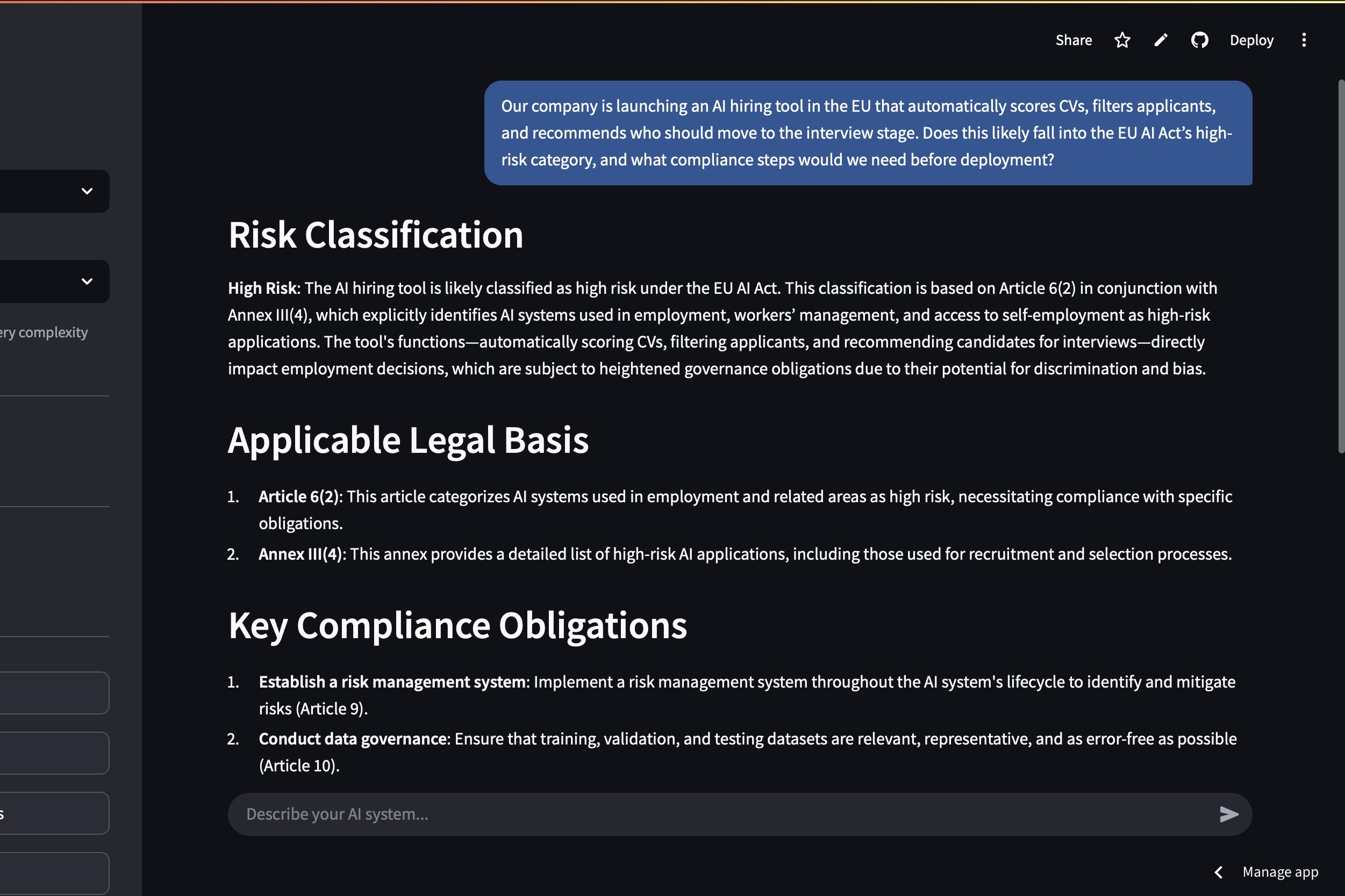 AI Compliance Copilot for the EU AI Act | Devpost