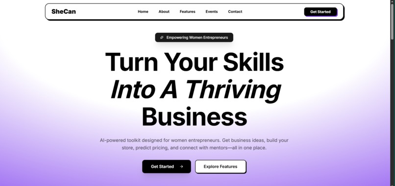 SheCan – AI-Powered Micro-Entrepreneurship Toolkit for Women – screenshot 1