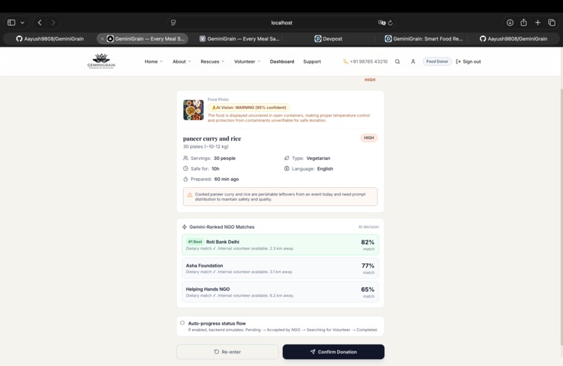 GeminiGrain: Smart Food Rescue Platform – screenshot 3