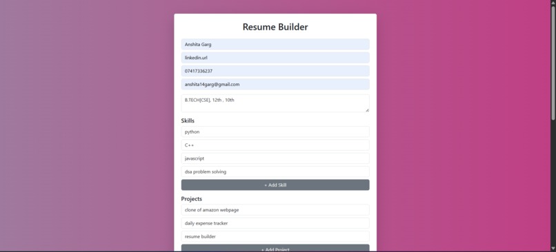 Resume builder  – screenshot 2