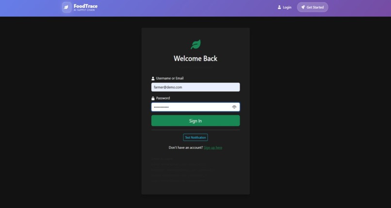 Food Supply Chain Tracker – screenshot 1