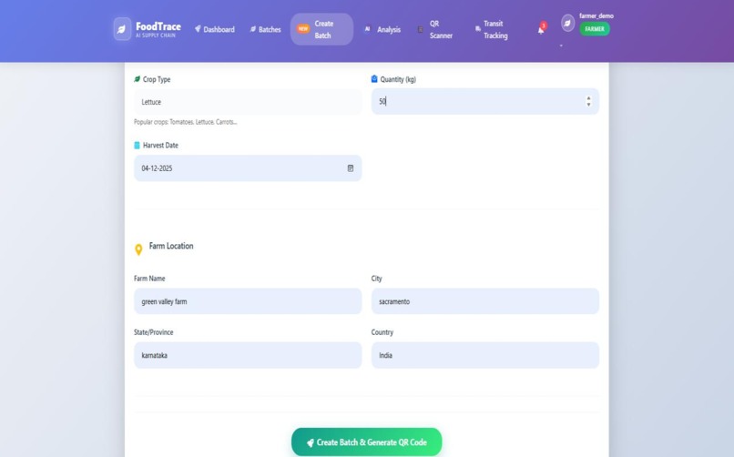 Food Supply Chain Tracker – screenshot 2