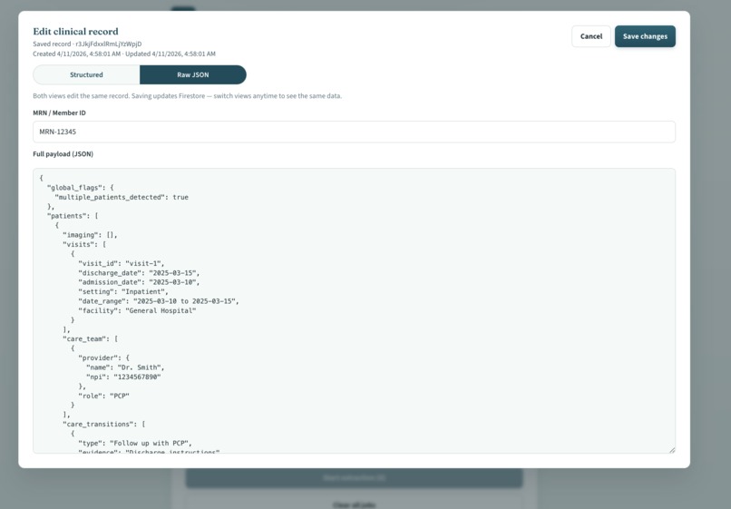 Clinical Document Extraction – screenshot 1