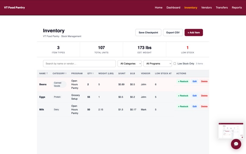 VT's Solution for the Food Pantry  – screenshot 3