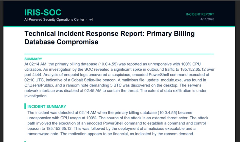 IRIS-SOC Reporting Platform – screenshot 2