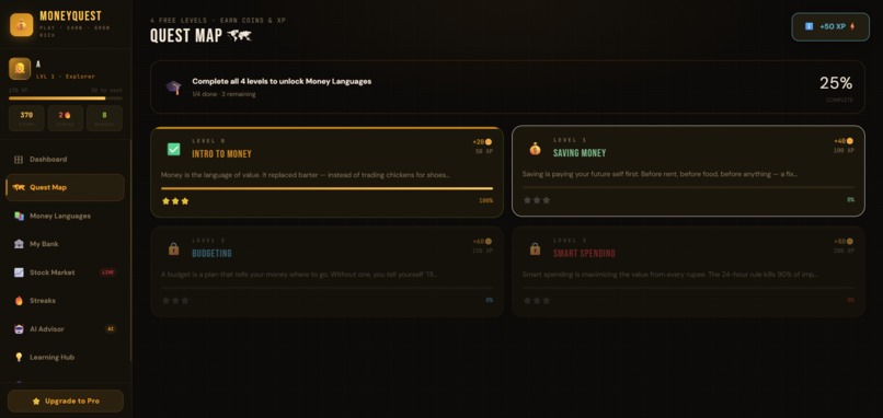 MoneyQuest - Gamified Financial Learning – screenshot 2