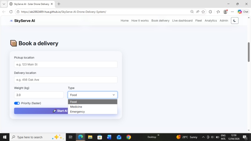 SkyServe AI Delivery – screenshot 2