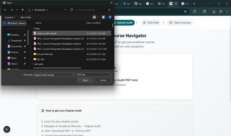 Prerequisite visualization project (registration) – screenshot 2